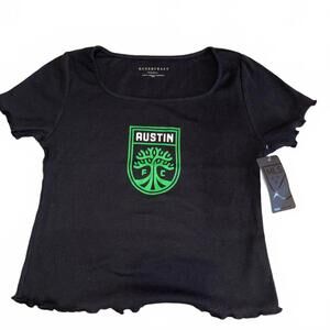 Boxercraft MLS Soccer Austin FC Ribbed Woman’s Medium Crop Top Black TShirt